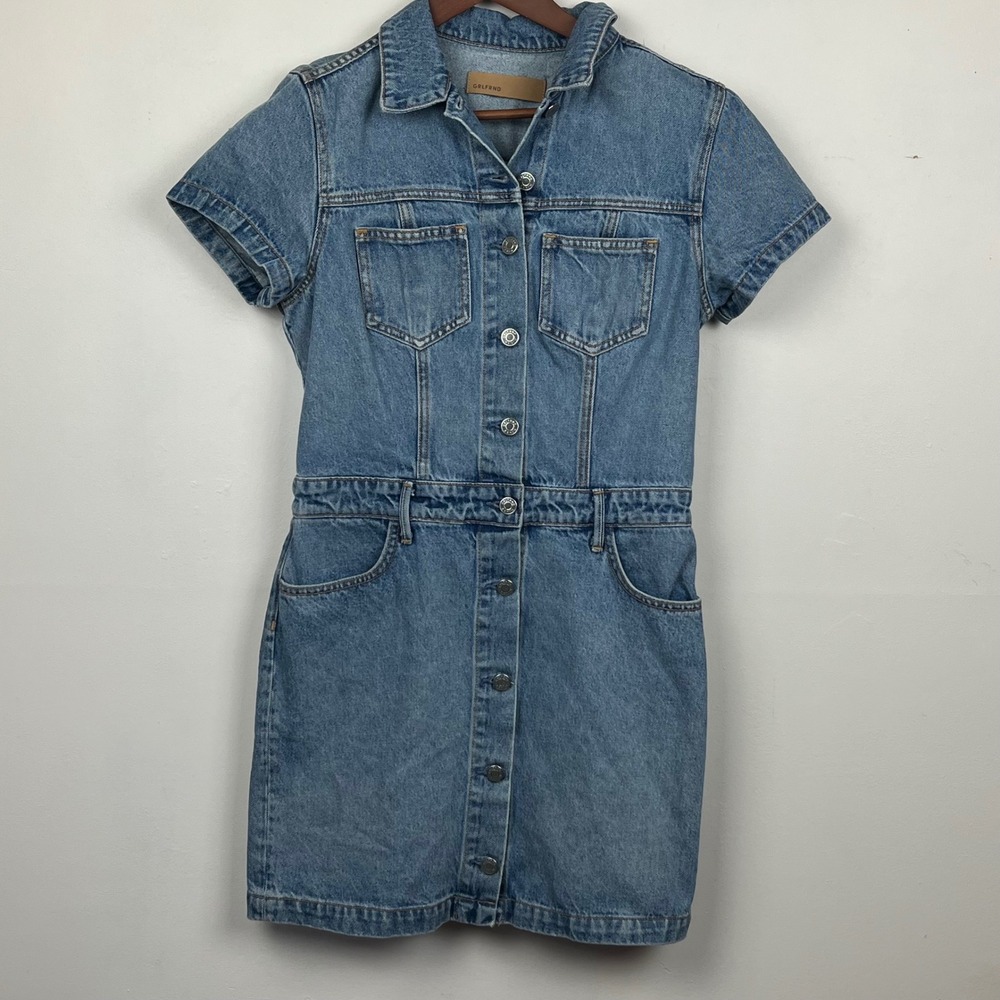 GRLFRND Macie Denim Mini Dress M Blue Vintage-vibe Americana Revolve Retro